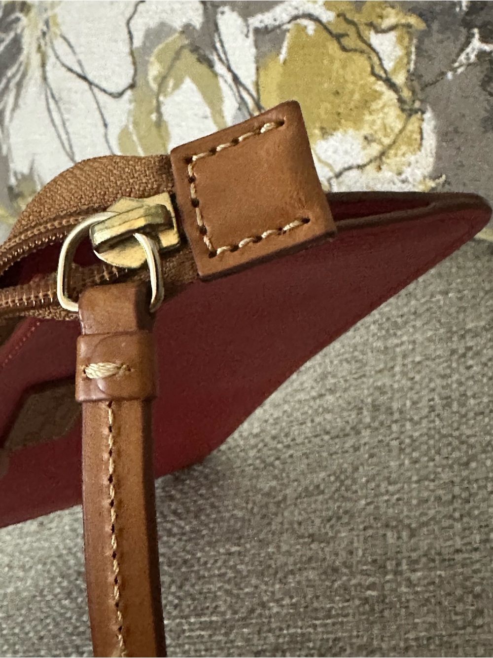 Dooney & Bourke Geranium Saffiano Leather Wristlet w/Vachetta Trim New - Picture 15 of 15